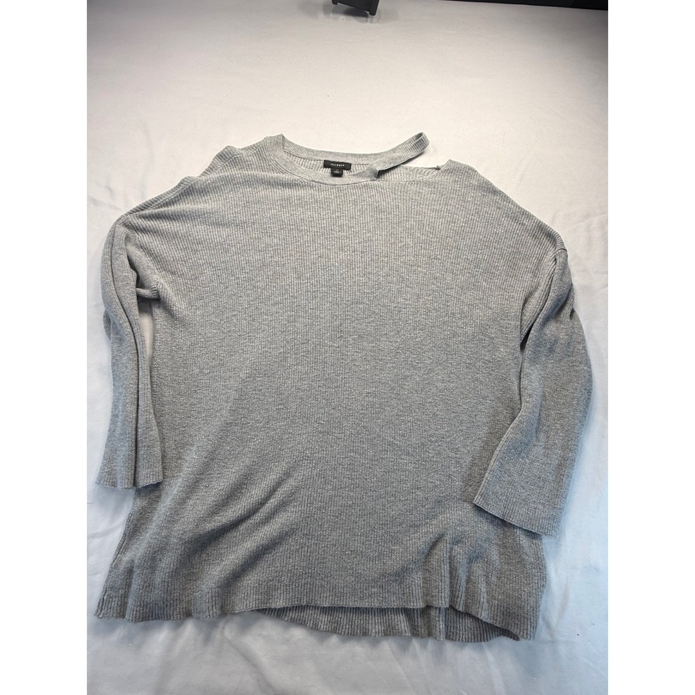 Halogen Womens Gray Ribbed Cold Shoulder Cut Out Knit Sweater Top XL
